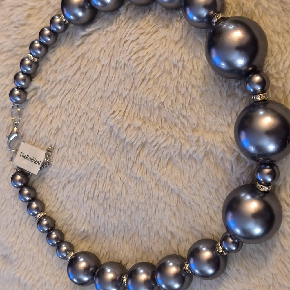 Viktoria Hayman Faux Pearl & Crystal Bead Strand Necklace